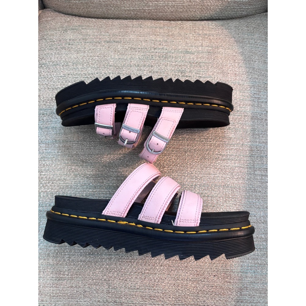 Dr. Martens Blaire Slide Pink Leather Platform Sandals Womens 6 Buckle Straps - Picture 7 of 9